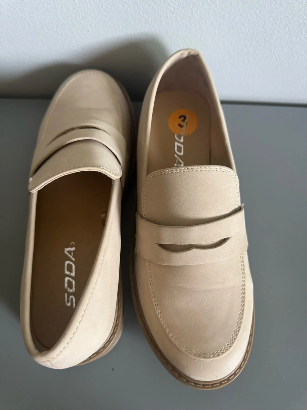 Chunky Soda Kids Beige Tan Moccasin Loafers